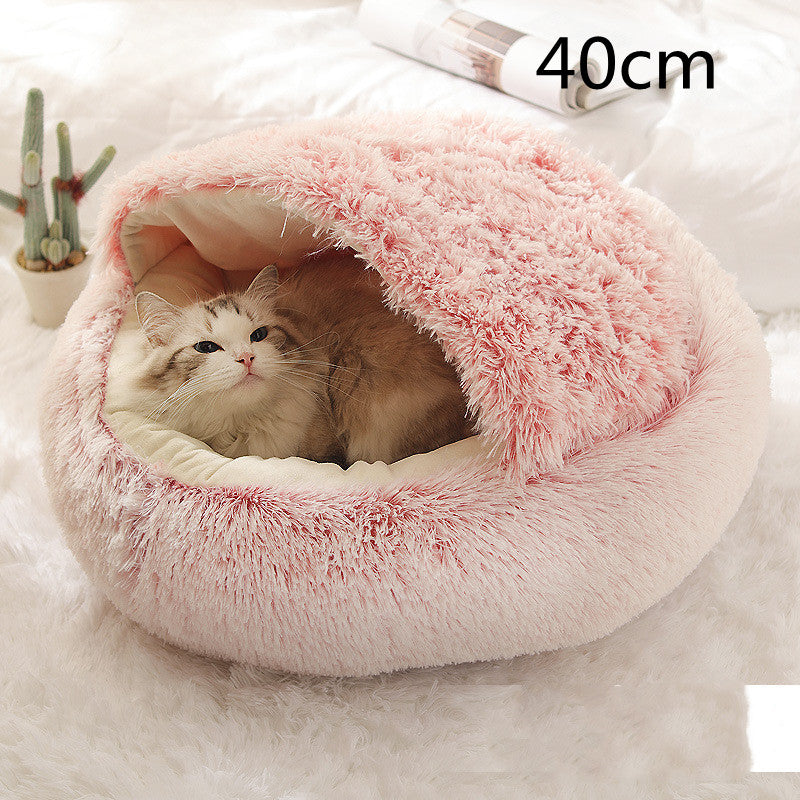 2 in 1 Dog and Cat Bed Pet Winter Bed round Plush Warm Bed House Soft Long Plush Pets Bed Pet Products