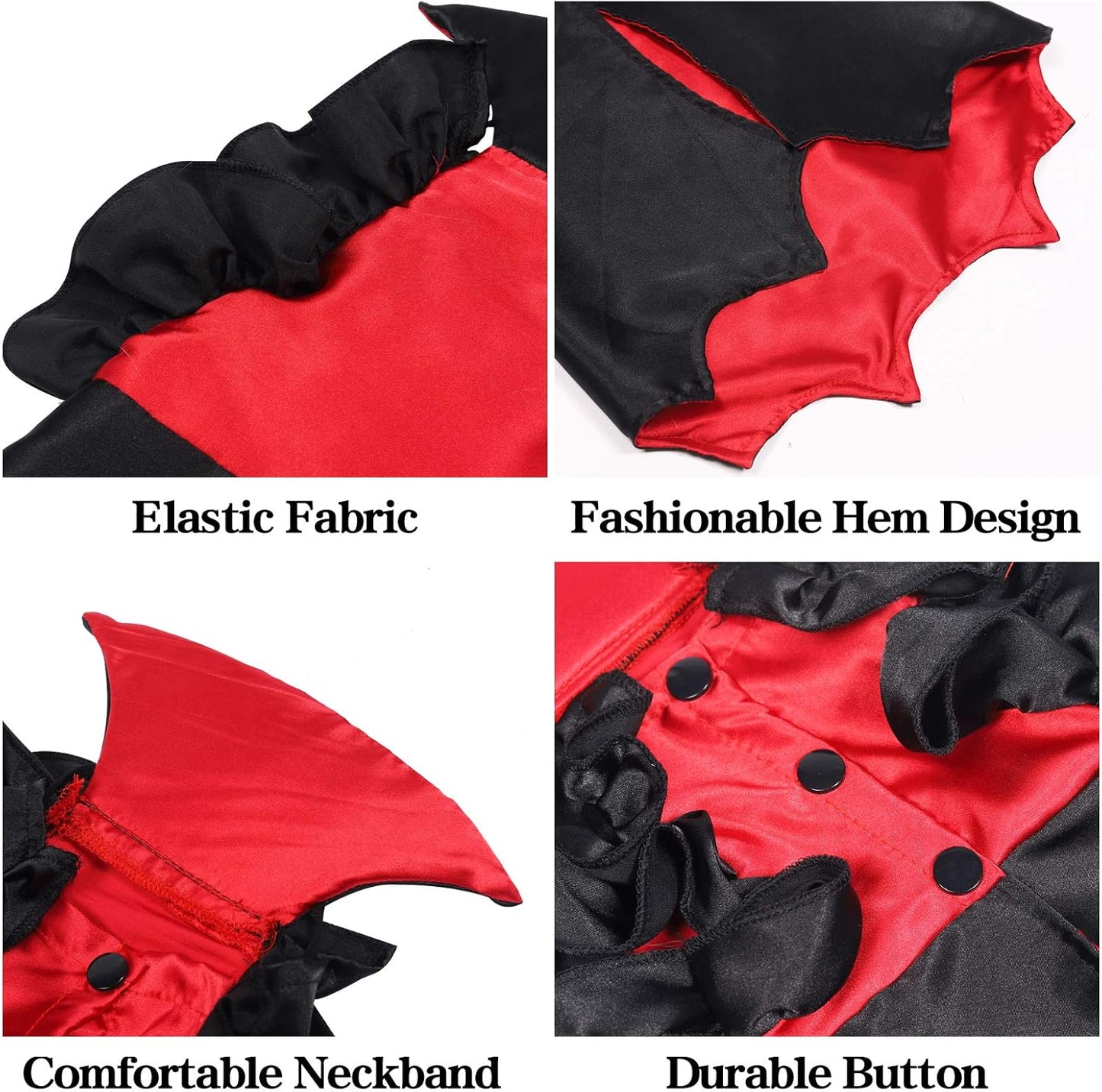 Dog Costume Cat Vampire Halloween Costume Holiday Dressing up Cloak with Button for Kitten Small Dog Medium Outfit Cosplay Decoration Party Suit