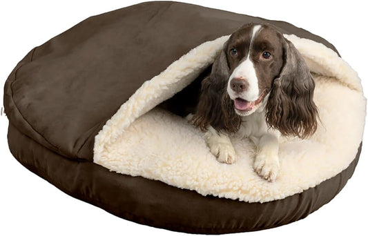 Luxury Microsuede Cozy Cave Pet Bed, Extra Large, Hot Fudge