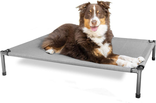 Raised Rest Deluxe Elevated Dog Bed (Outdoor Dog Bed That Has a Washable Dog Bed Cover - Great Raised Dog Bed, Small Dog Bed-Medium Dog Bed) 30" X20'X6.99 Holds 70 Lbs,Grey