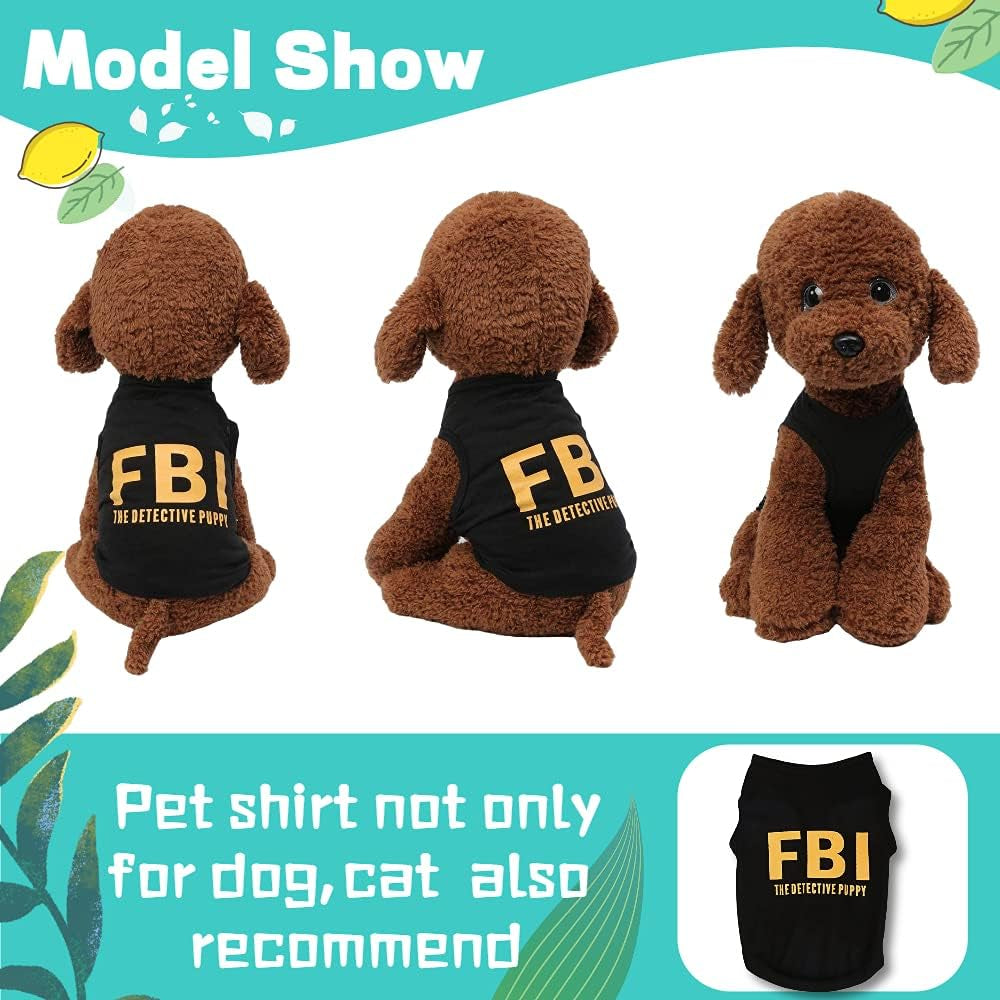 Dog Clothes for Small Dog Boy Male Black Dog Shirt FBI Puppy Shirt Summer Pet Apparel Outfit